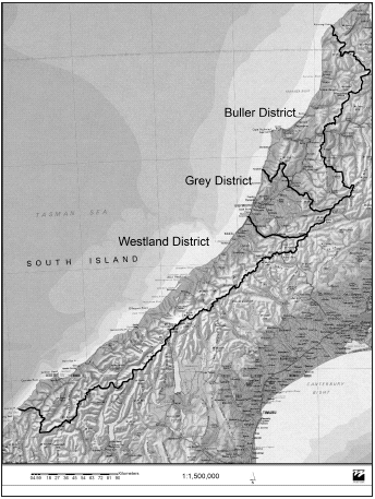 Map of West Coast region. 