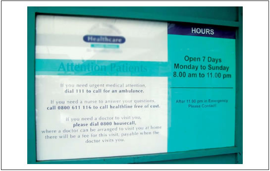Figure 2: An after-hours information sign. 