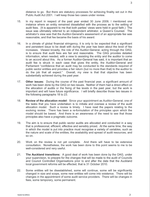 Page three of the report from Sir David Gascoigne, our independent reviewer. 