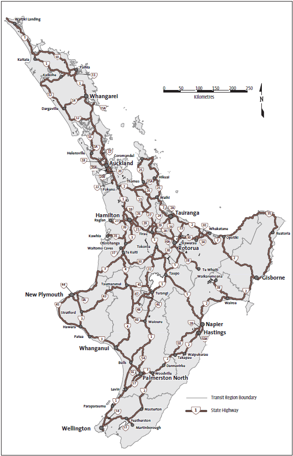 Figure 5: Map of the state highway network - North Island. 