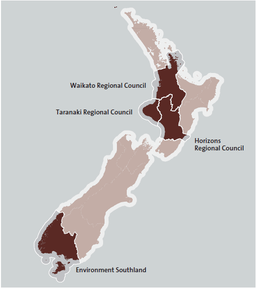 Figure 2: The four regional council regions. 