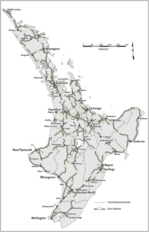 Figure 4 - Map of the South Island state highway network