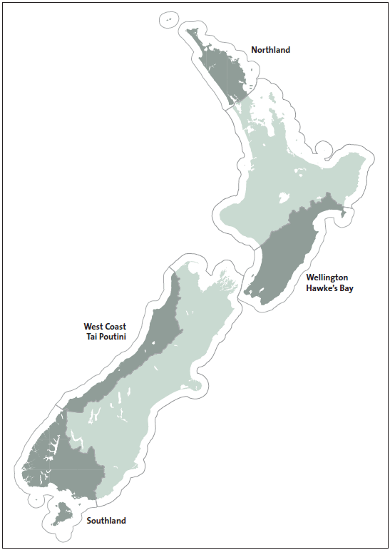 Figure 1 - Regions we visited for our case studies. 