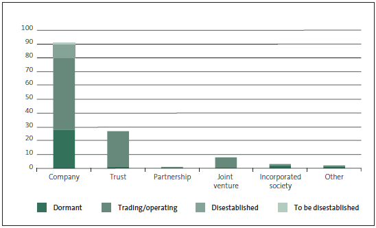 Figure 11 - Number and legal structure of subsidiaries and their status (as at 31 December 2011). 