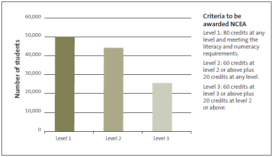 Figure 1 - Number of National Certificates of Educational Achievement awarded to Year 11 to Year 13 students in 2011. 