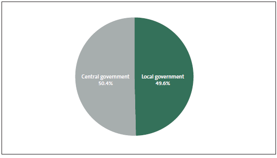 Figure 5 Carrying value of central government and local government assets, as percentage of total sample. 