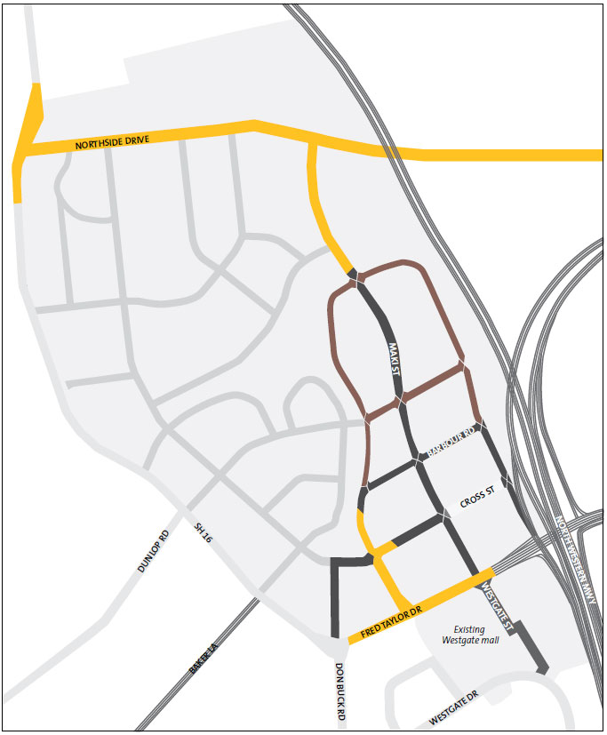 Figure 3: Massey North town centre roading network. 