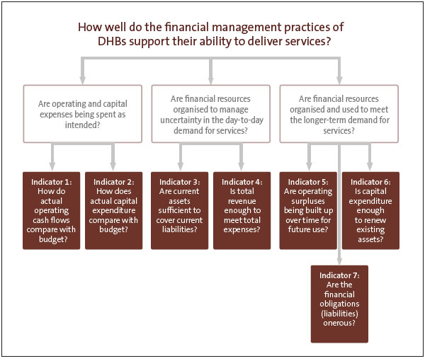Figure 3 Questions and criteria for reviewing district health boards' financial management practices. 