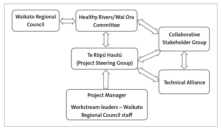 Figure 6 - The Healthy Rivers: Plan for Change / Wai Ora: He Rautaki Whakapaipai project structure