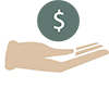 image of a dollar sign on a hand. 