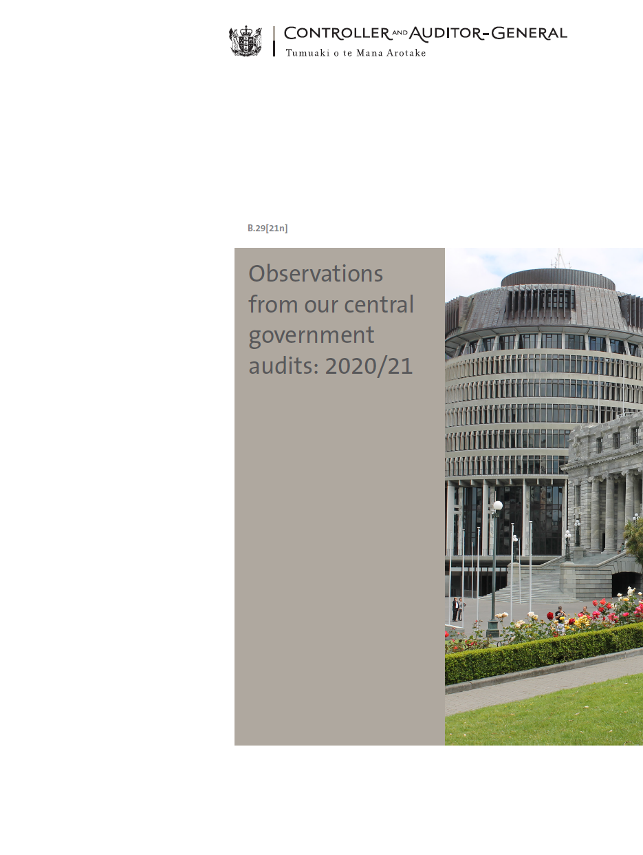 Report cover of Observations from our central government audits: 2020/21