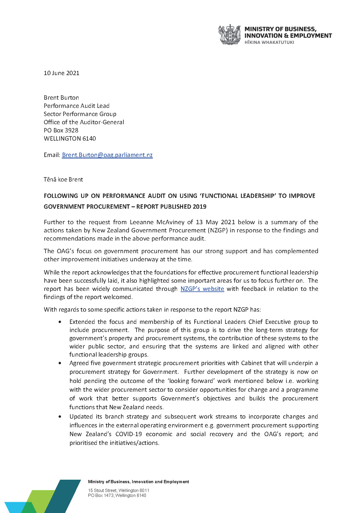 Link to PDF of MBIE response letter