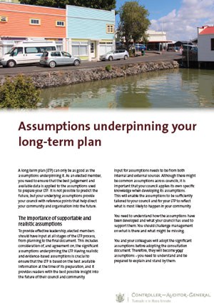 Assumptions underpinning your ltp