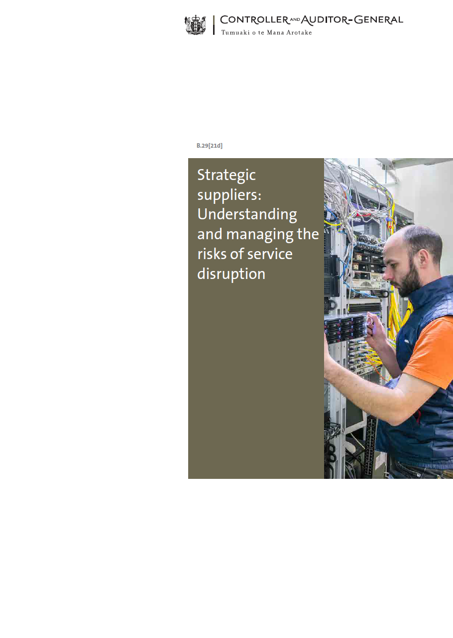 Strategic suppliers: Understanding and managing the risks of service disruption report cover