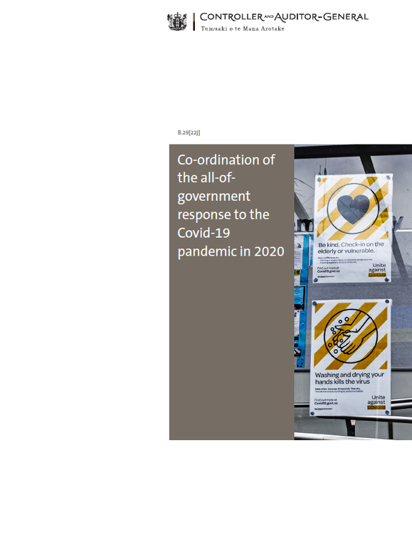 Report cover of Co-ordination of the all-of-government response to the Covid-19 pandemic in 2020