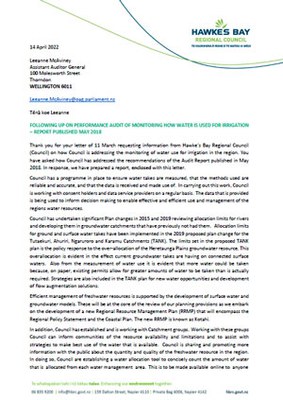 Hawke's Bay Regional Council's letter (PDF)