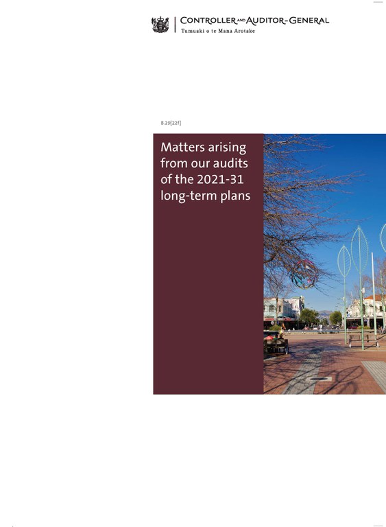 Report cover of Matters arising from our audits of the 2021-31 long-term plans