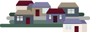 A group of houses with a black background.