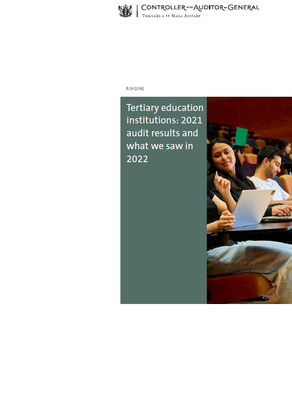 Report cover of Tertiary education institutions: 2021 audit results and what we saw in 2022