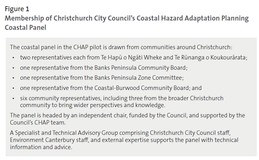 Figure 1 - Membership of Christchurch City Council’s Coastal Hazard Adaptation Planning Coastal Panel