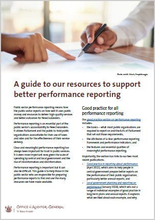 Cover page image of "A guide to our resources to support better performance reporting" article
