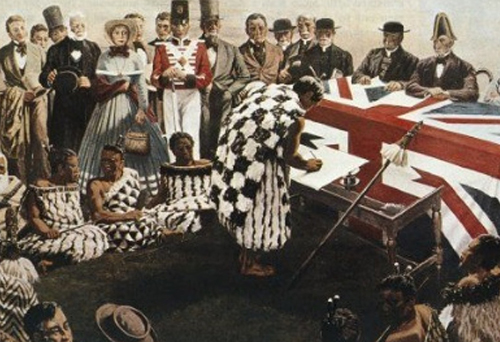 Painting depicting signing of Te Tiriti o Waitangi 