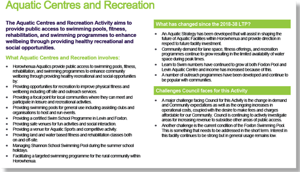 Exerpt from Horowhenua District Council’s 2021-2041 long-term plan, page 107.